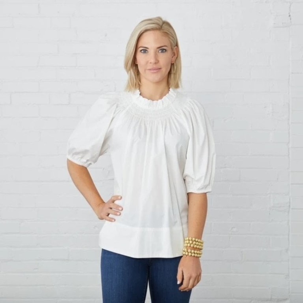 Caryn Lawn Women’s ‘Brooke’ Top in White Size L EUC